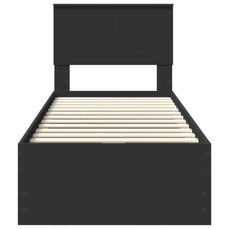 Bed Frame with Drawer Black 75 x 190 cm Engineer Wood
