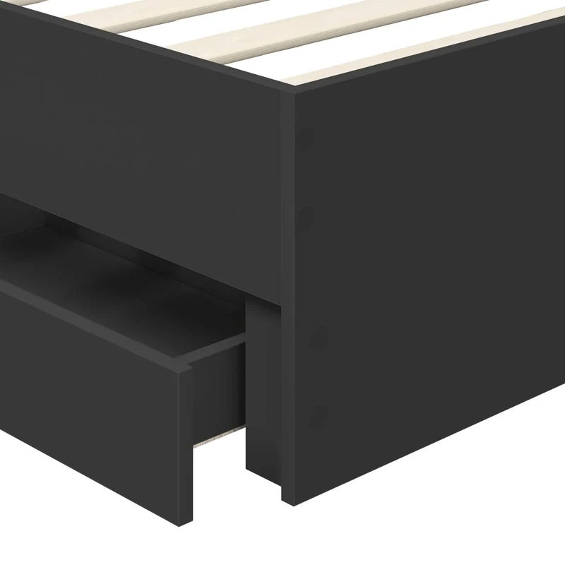 Bed Frame with Drawer Black 75 x 190 cm Engineer Wood