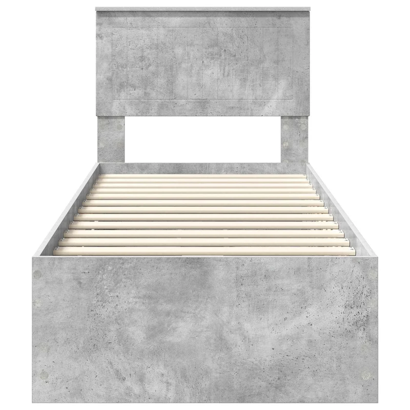 Bed Frame with Drawer Concrete Grey 75 x 190 cm Engineer Wood