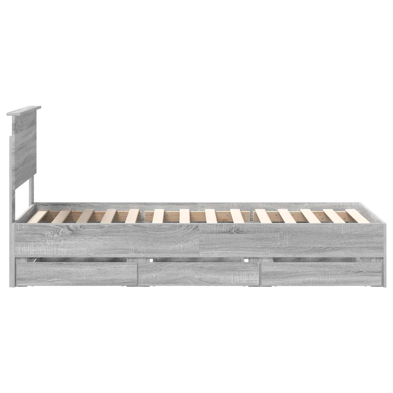 Bed Frame with Drawer Grey Sonoma 75 x 190 cm Engineer Wood