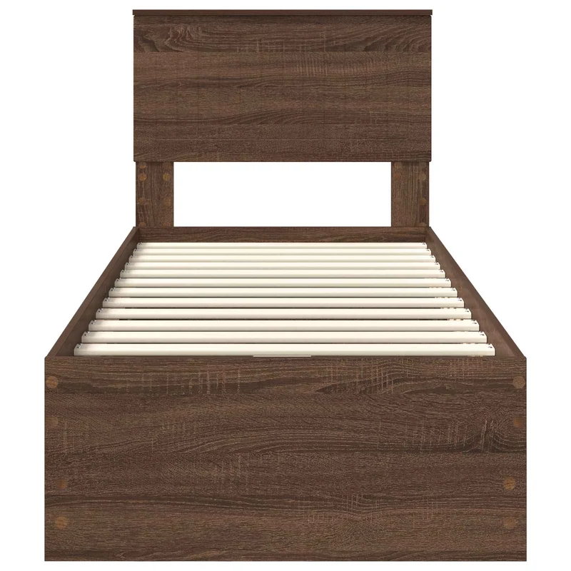 Bed Frame with Drawer Brown Oak 75 x 190 cm Engineer Wood