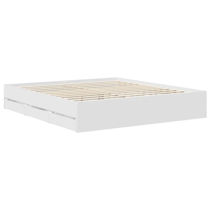 Bed Frame with Drawer White 180 x 200 cm Engineer Wood
