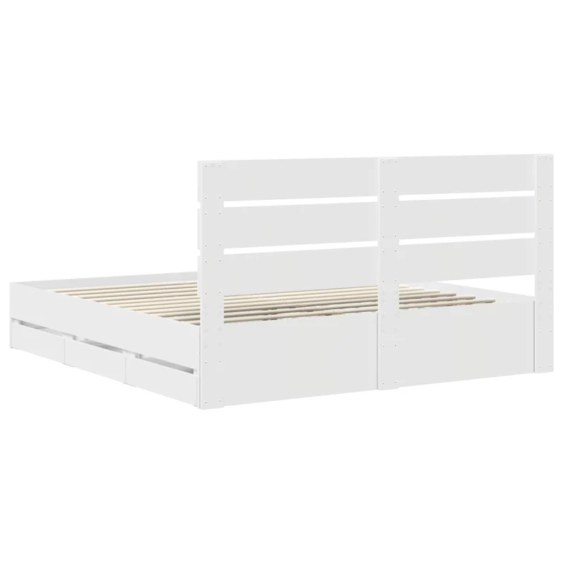 Bed Frame with Drawer White 180 x 200 cm Engineer Wood