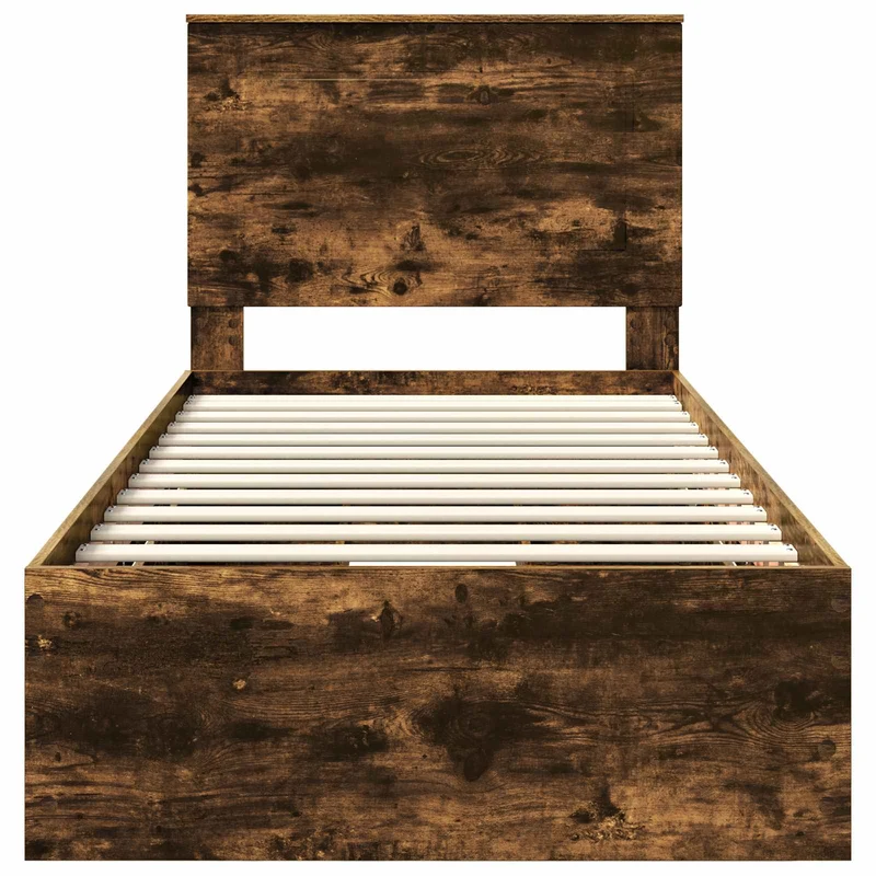 Bed Frame with Drawer Smoked Oak 90 x 200 cm Engineer Wood