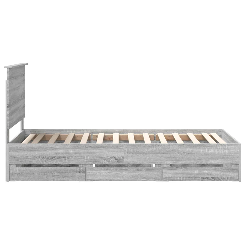 Bed Frame with Drawer Grey Sonoma 90 x 200 cm Engineer Wood