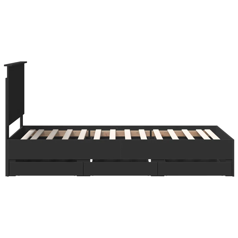 Bed Frame with Drawer Black 75 x 190 cm Engineer Wood