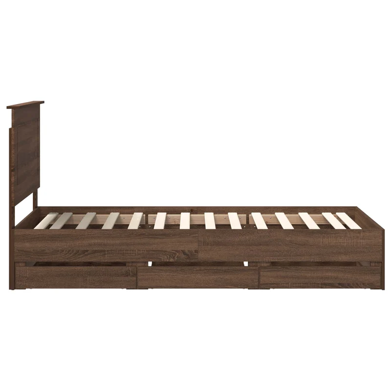Bed Frame with Drawer Brown Oak 75 x 190 cm Engineer Wood