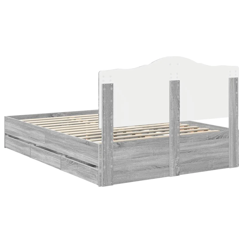 Bed Frame with Drawer Grey Sonoma 160 x 200 cm Engineer Wood