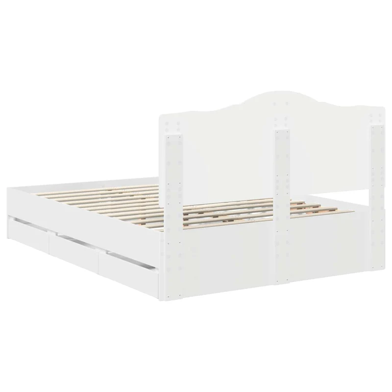 Bed Frame with Drawer White 150 x 200 cm Engineer Wood