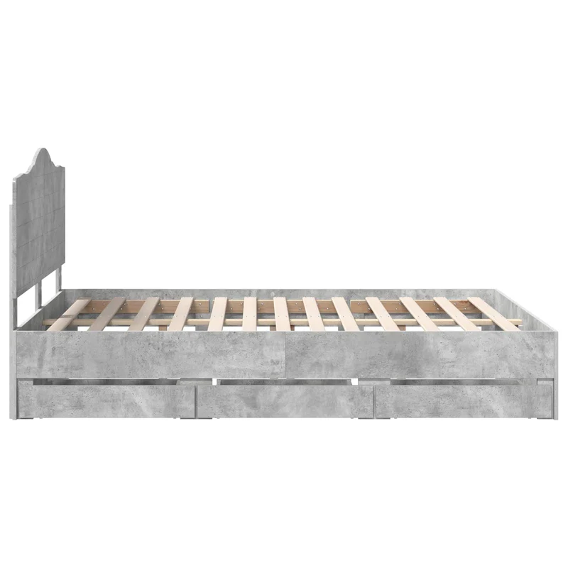 Bed Frame with Drawer Concrete Grey 150 x 200 cm Engineer Wood