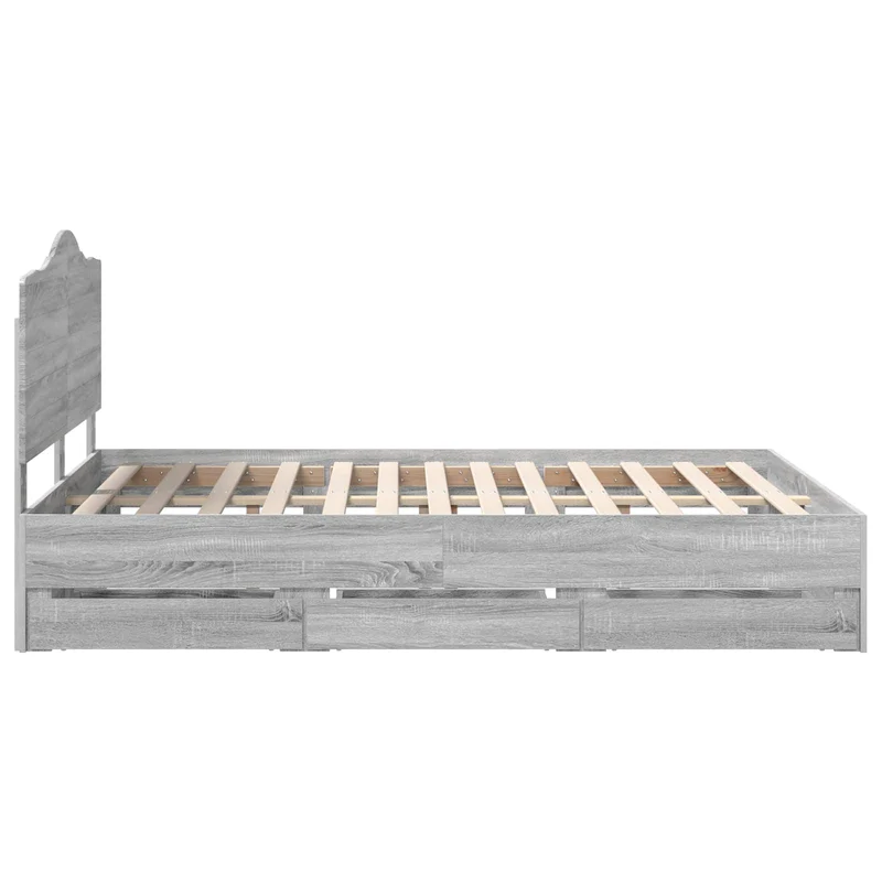 Bed Frame with Drawer Grey Sonoma 150 x 200 cm Engineer Wood