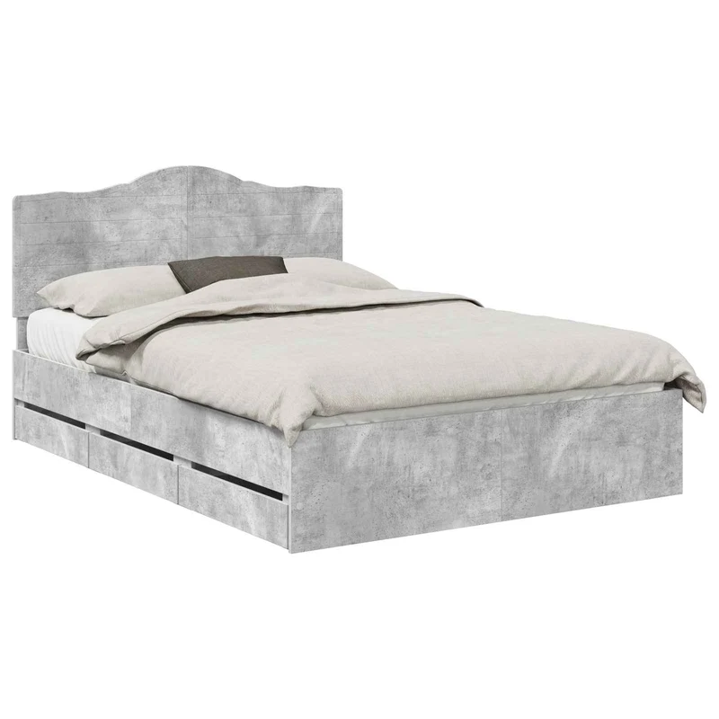 Bed Frame with Drawer Concrete Grey 140 x 200 cm Engineer Wood