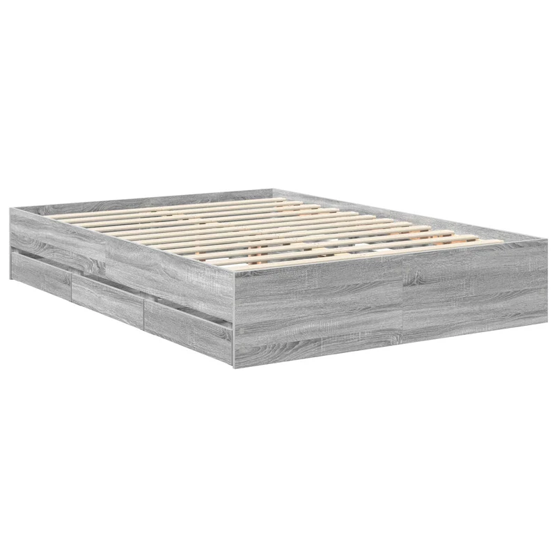 Bed Frame with Drawer Grey Sonoma 140 x 200 cm Engineer Wood