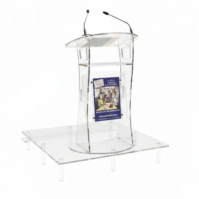 Podium plexiglas pour pupitre avec marche, vendu seul