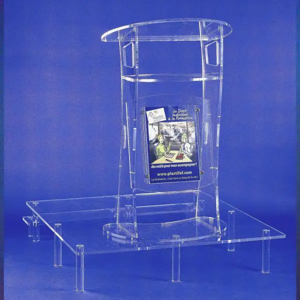 Podium plexiglas pour pupitre avec marche, vendu seul