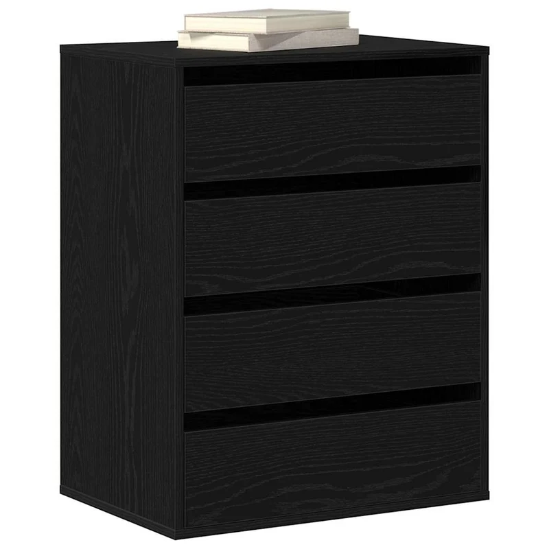 Drawer Cabinet 3-Drawer Black 60 x 41 x 76 cm Engineered Wood