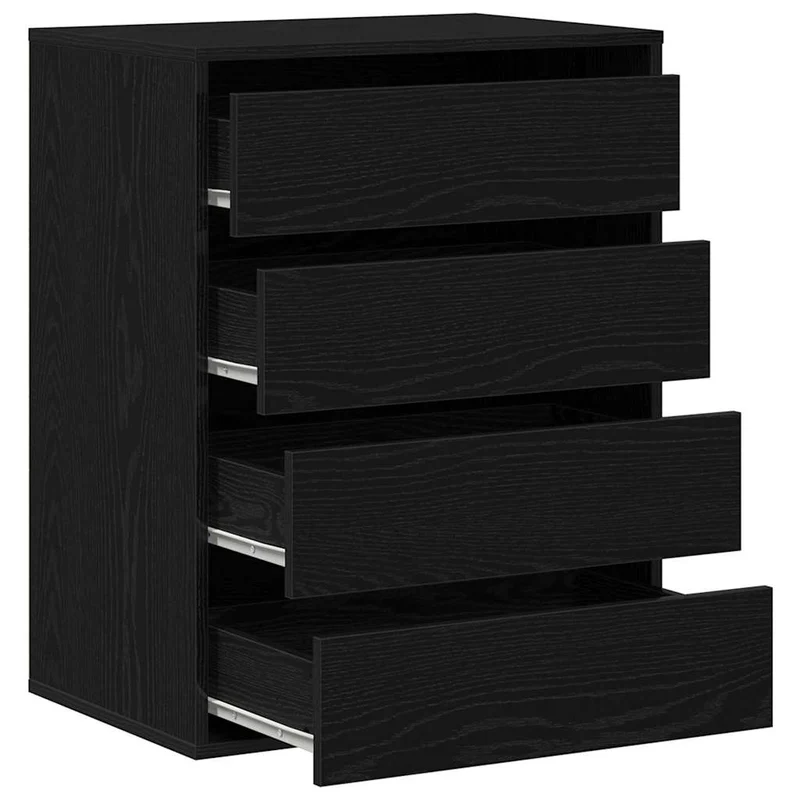 Drawer Cabinet 3-Drawer Black 60 x 41 x 76 cm Engineered Wood