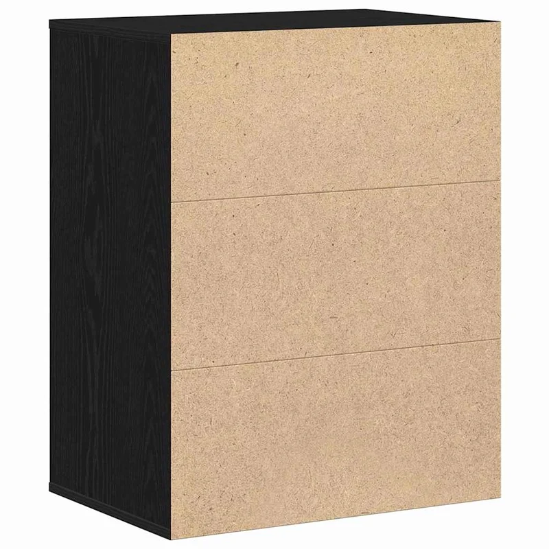 Drawer Cabinet 3-Drawer Black 60 x 41 x 76 cm Engineered Wood