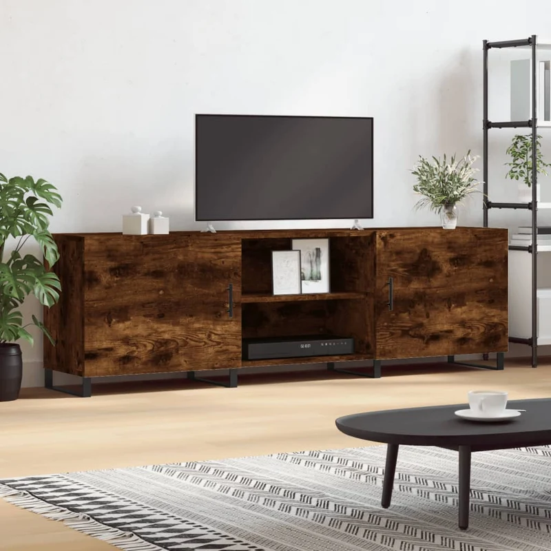 TV Cabinet Smoked Oak 150x30x50 cm Engineered Wood