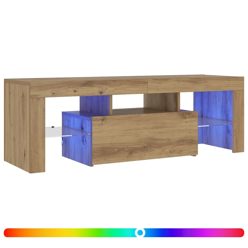 TV Cabinet with LED Lights Artisan Oak 120x36.5x40 cm