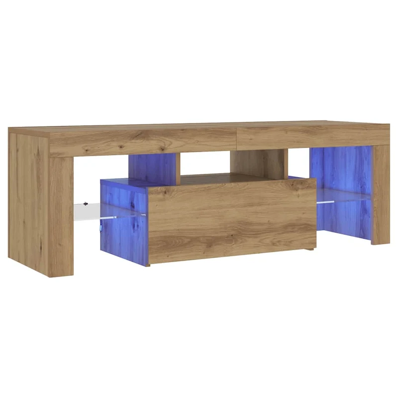 TV Cabinet with LED Lights Artisan Oak 120x36.5x40 cm