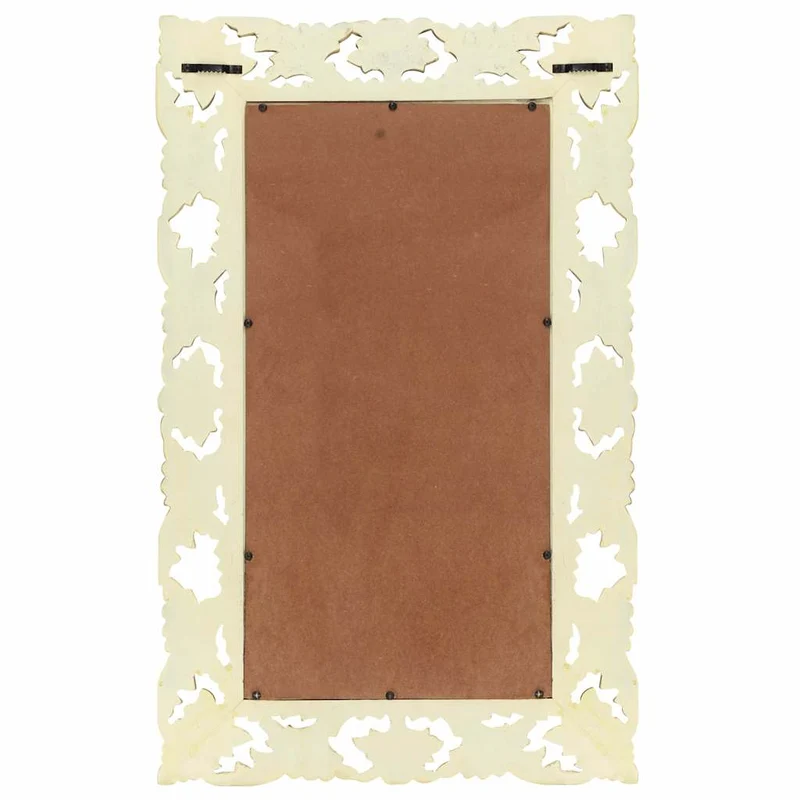 321642 vidaXL Hand Carved Mirror White 80x50 cm Solid Mango Wood