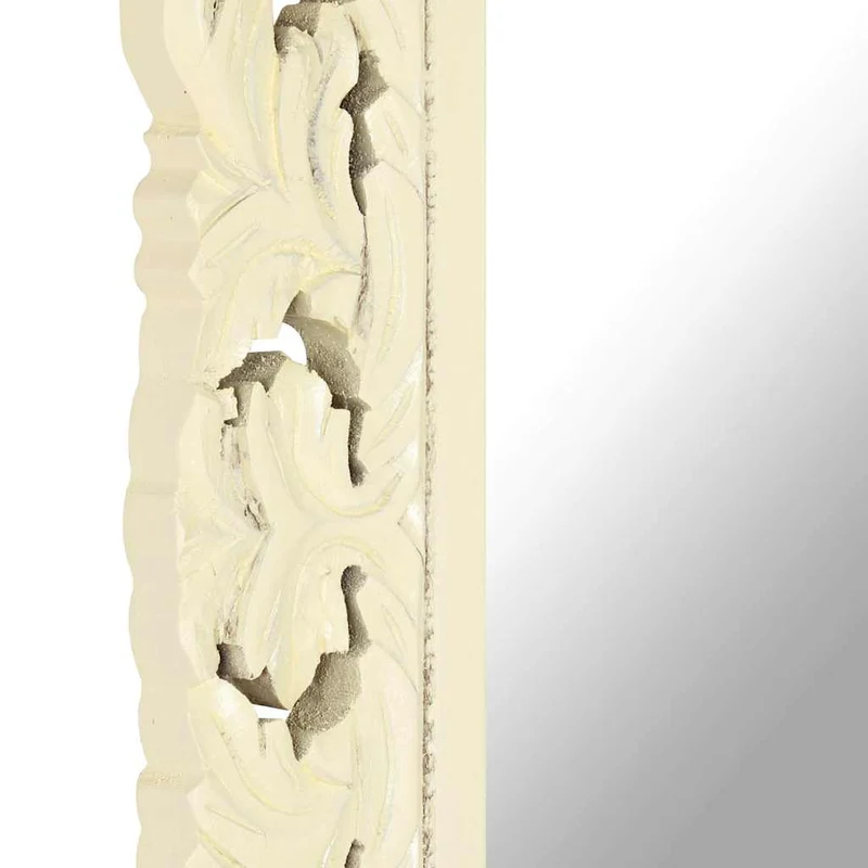 321642 vidaXL Hand Carved Mirror White 80x50 cm Solid Mango Wood