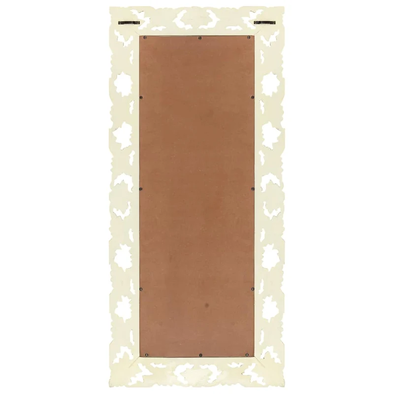 321643 vidaXL Hand Carved Mirror White 110x50 cm Solid Mango Wood