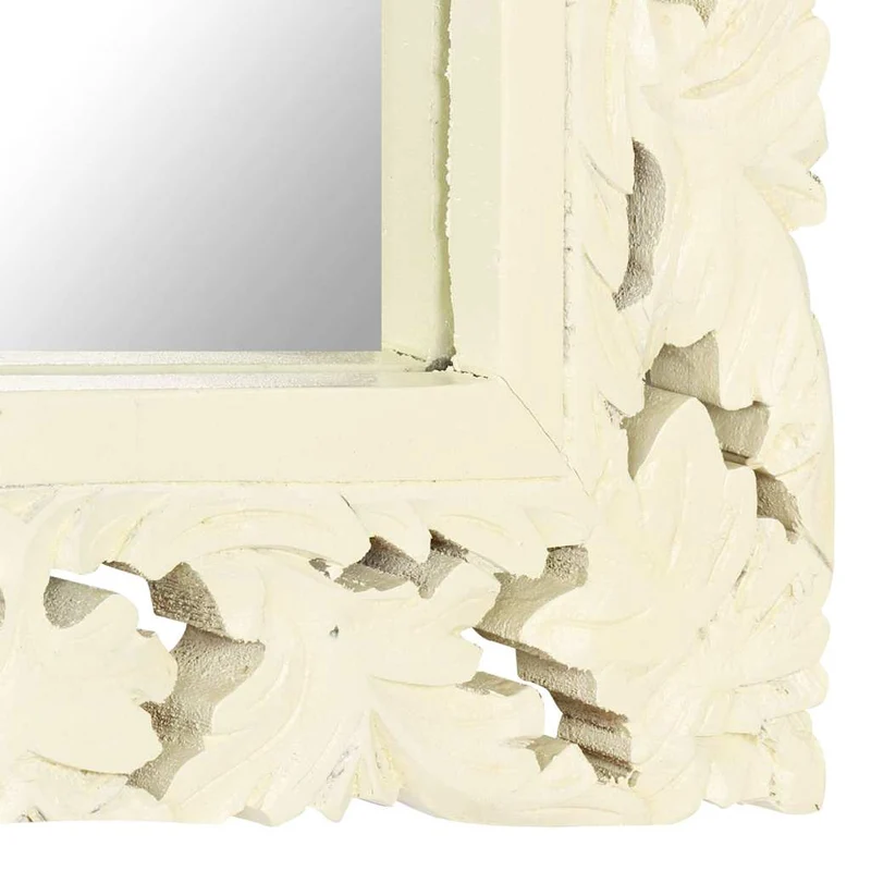 321643 vidaXL Hand Carved Mirror White 110x50 cm Solid Mango Wood