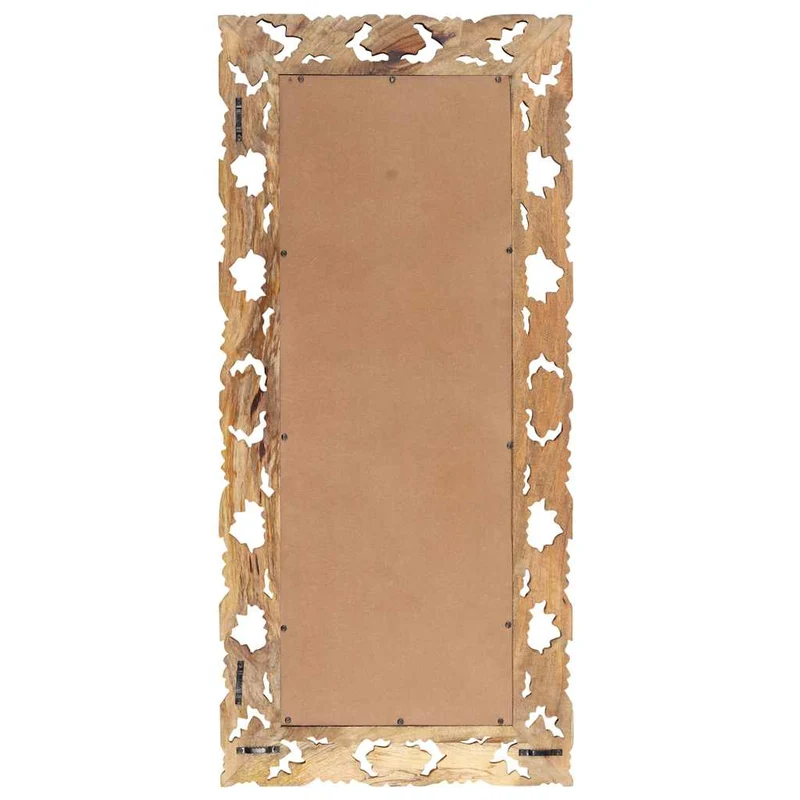 321640 vidaXL Hand Carved Mirror Brown 110x50 cm Solid Mango Wood