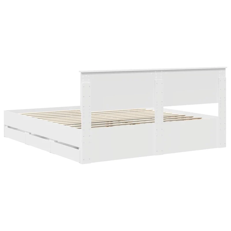 Bed Frame with Drawer White 180 x 200 cm Engineer Wood