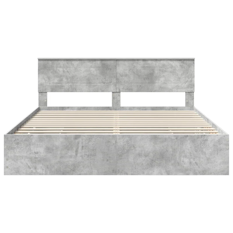 Bed Frame with Drawer Concrete Grey 180 x 200 cm Engineer Wood