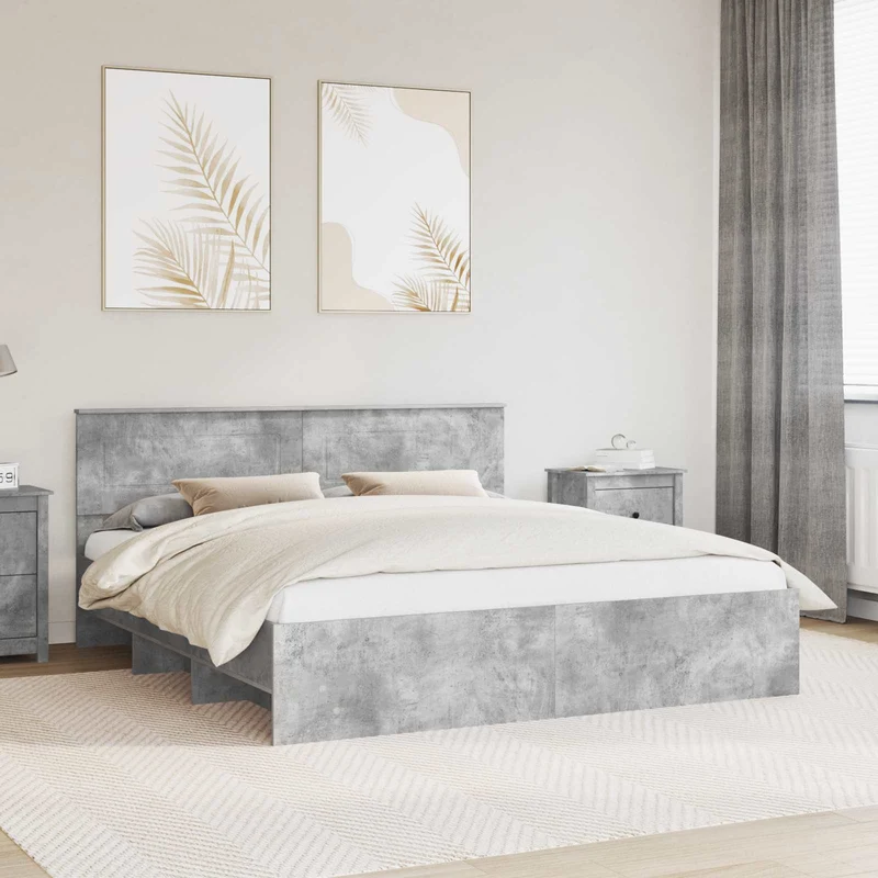 Bed Frame Concrete Grey 180 x 200 cm Engineered Wood