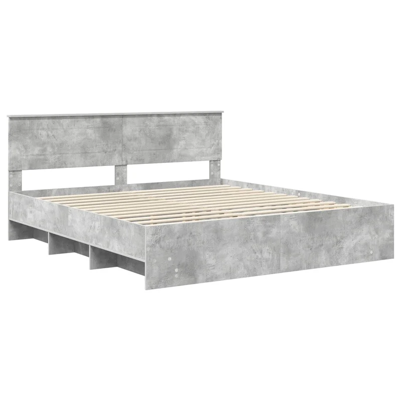 Bed Frame Concrete Grey 180 x 200 cm Engineered Wood