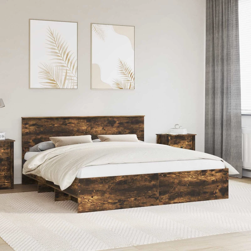 Bed Frame Smoked Oak 180 x 200 cm Engineered Wood