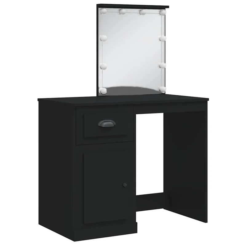 Dressing Table with LED Lights Black 90x42x132,5 cm