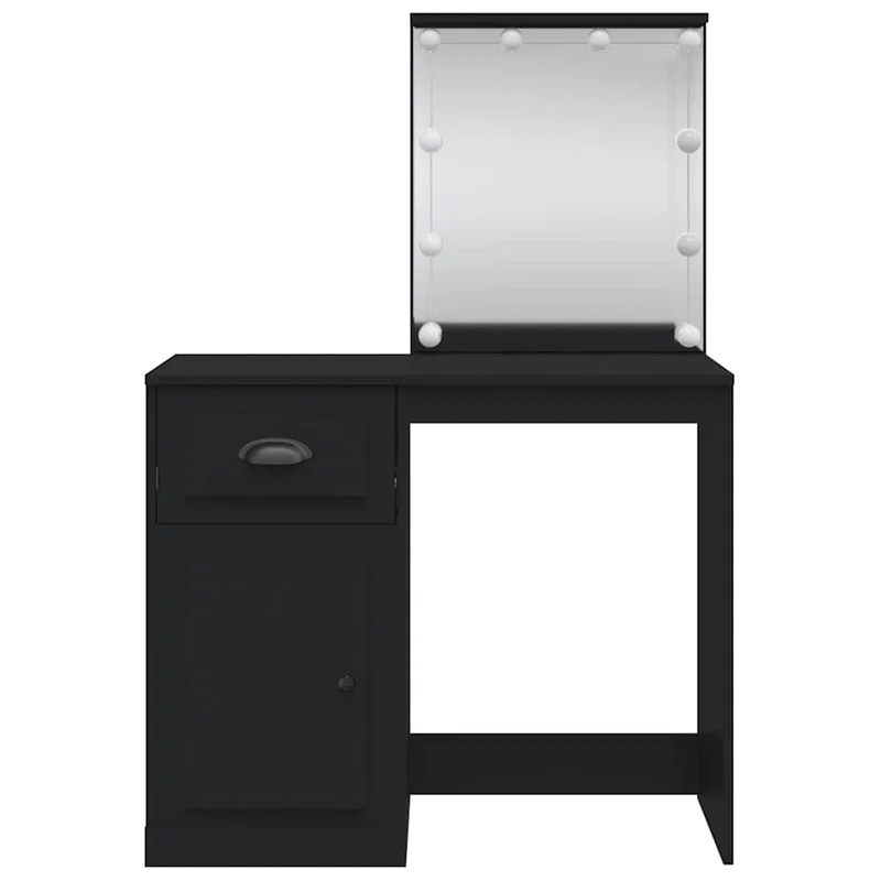 Dressing Table with LED Lights Black 90x42x132,5 cm