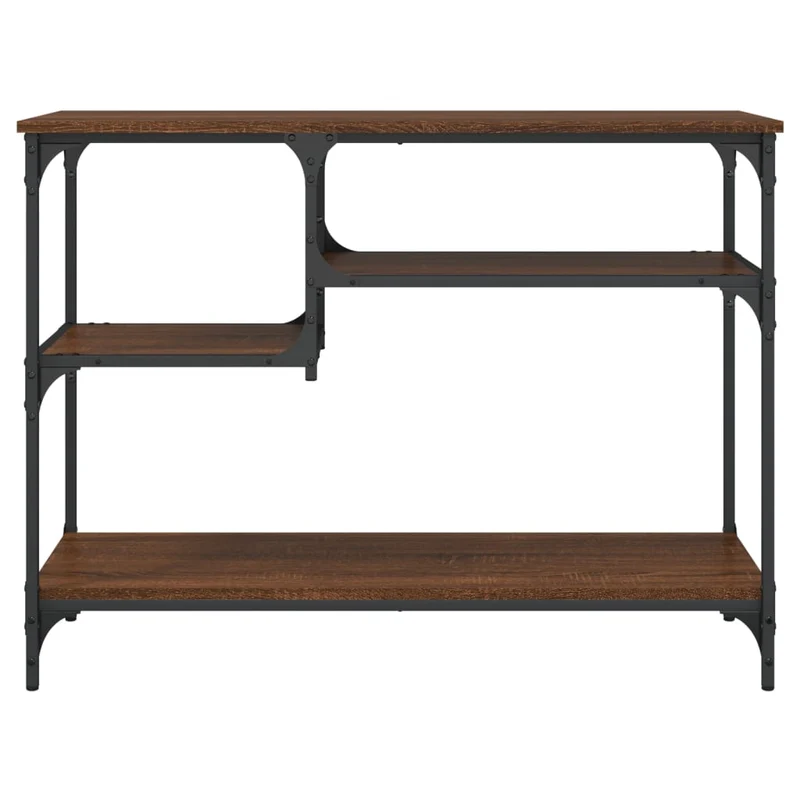 Console Table with Shelves Brown Oak 100x35x75 cm