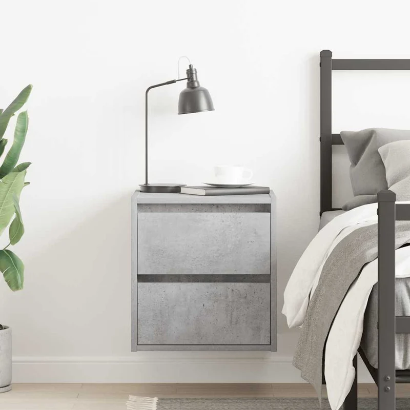Wall-mounted Bedside Cabinet Concrete Grey 38x34x40 cm