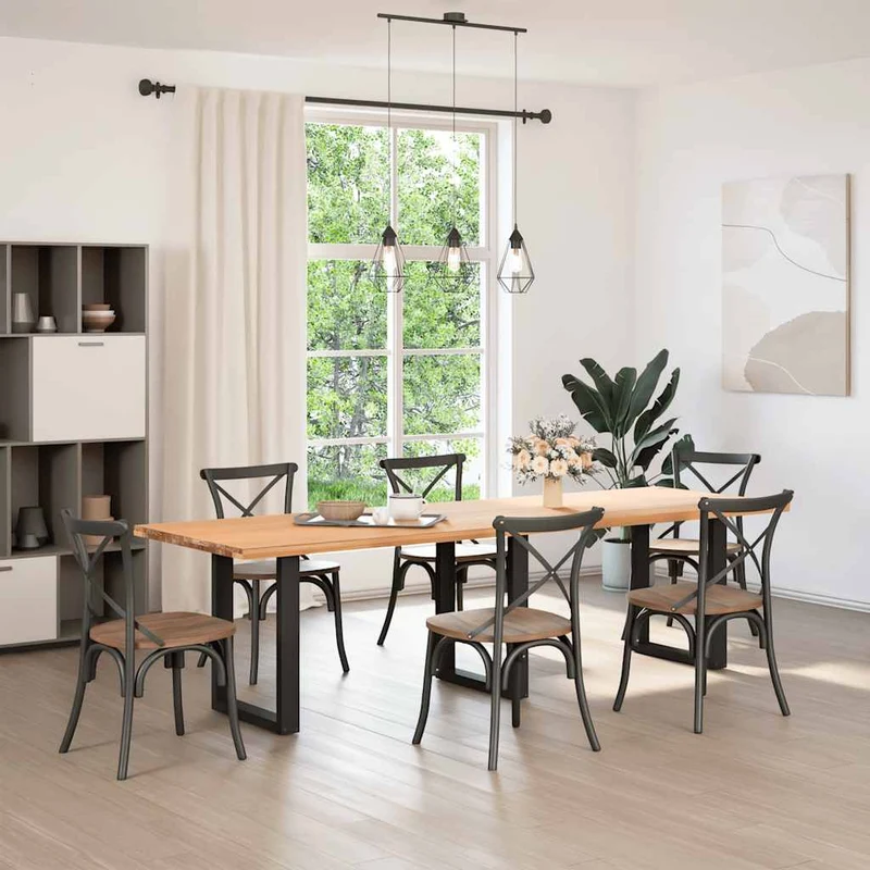 Dining Table Legs U-Shaped 3 pcs Black 70x(72-73) cm Steel