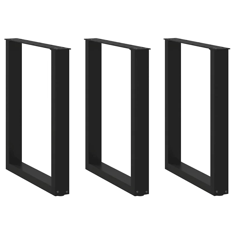 Dining Table Legs U-Shaped 3 pcs Black 70x(72-73) cm Steel