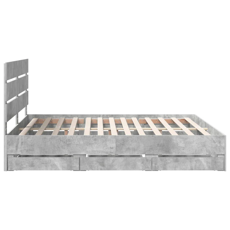 Bed Frame with Drawer Concrete Grey 180 x 200 cm Engineer Wood