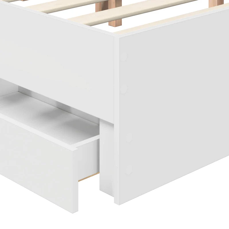 Bed Frame with Drawer White 160 x 200 cm Engineer Wood