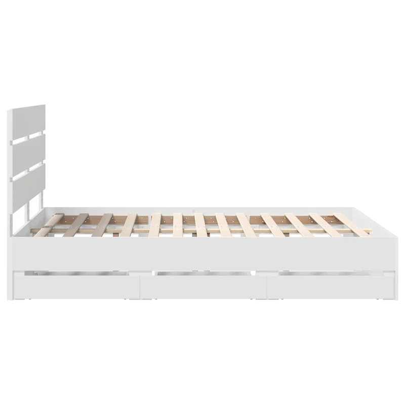 Bed Frame with Drawer White 150 x 200 cm Engineer Wood