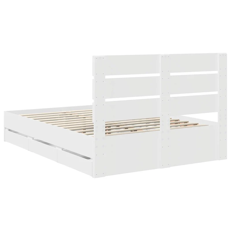 Bed Frame with Drawer White 150 x 200 cm Engineer Wood