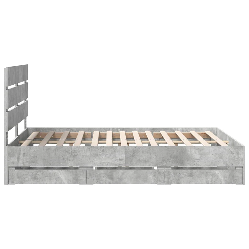 Bed Frame with Drawer Concrete Grey 150 x 200 cm Engineer Wood