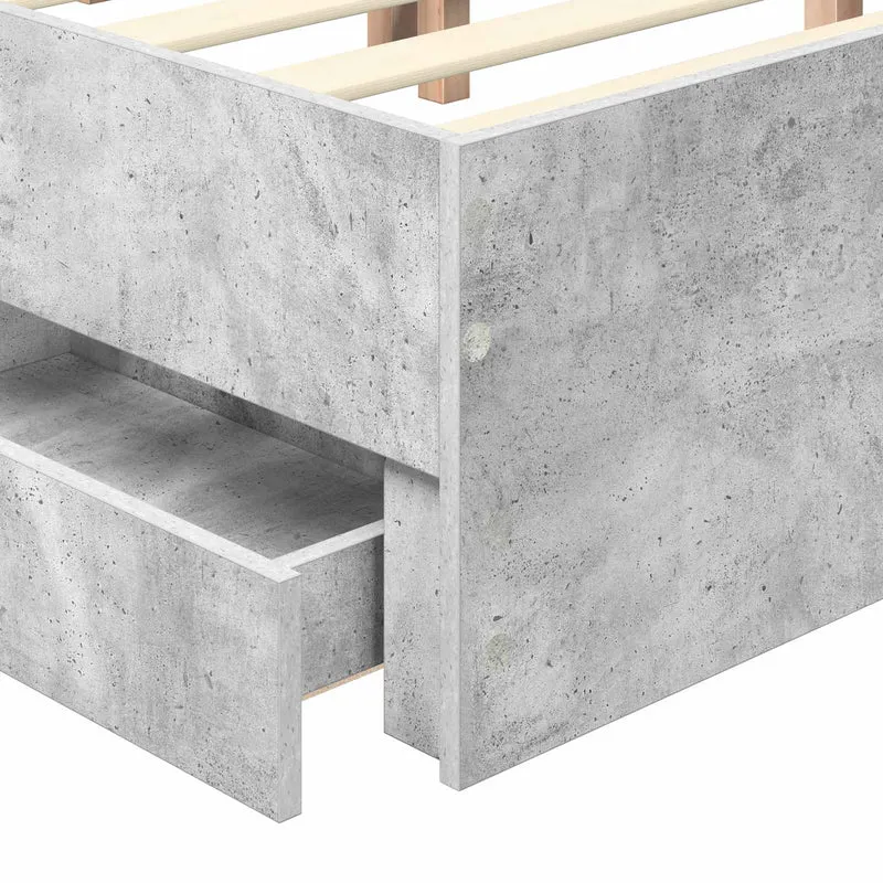 Bed Frame with Drawer Concrete Grey 140 x 200 cm Engineer Wood