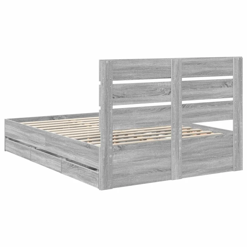 Bed Frame with Drawer Grey Sonoma 140 x 200 cm Engineer Wood