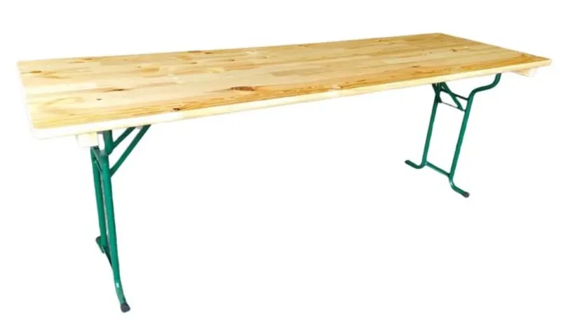 Table bois pliante tubulaire 220 x 70 cm