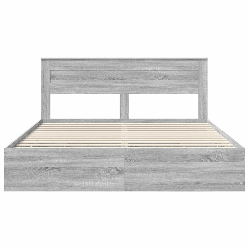 Bed Frame with Drawer Grey Sonoma 200 x 200 cm Engineer Wood